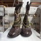 J RENEE CHAINED LEOPARD SNAKE BOOTS SZ 8