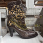 J RENEE CHAINED LEOPARD SNAKE BOOTS SZ 8