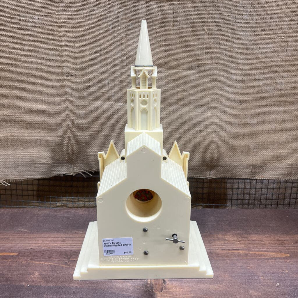 1950'S RAYLITE MUSICAL/LIGHTED CHURCH