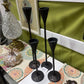 4 PC POTTERY BARN CAST IRON CANDLE HOLDERS SET