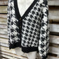 TORRID HOUNDSTOOTH BLK/WHT CARDIGAN SWEATER SZ 1
