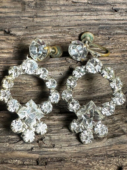VTG SCREW BACK RHINESTONE EARRINGS