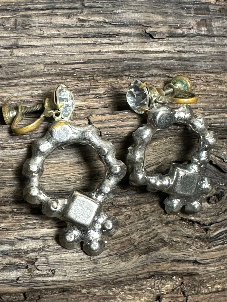VTG SCREW BACK RHINESTONE EARRINGS