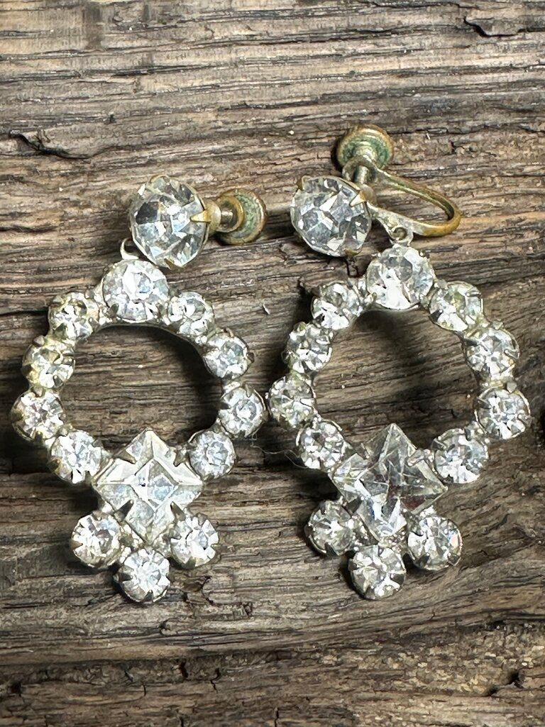 VTG SCREW BACK RHINESTONE EARRINGS
