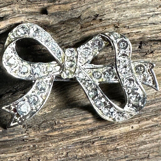 Vtg Silvertone Rhinestone Brooch