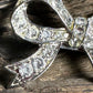 VTG SILVERTONE RHINESTONE BROOCH