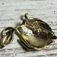 VTG GOLDTONE STYLIZED RED EYED FISH BROOCH