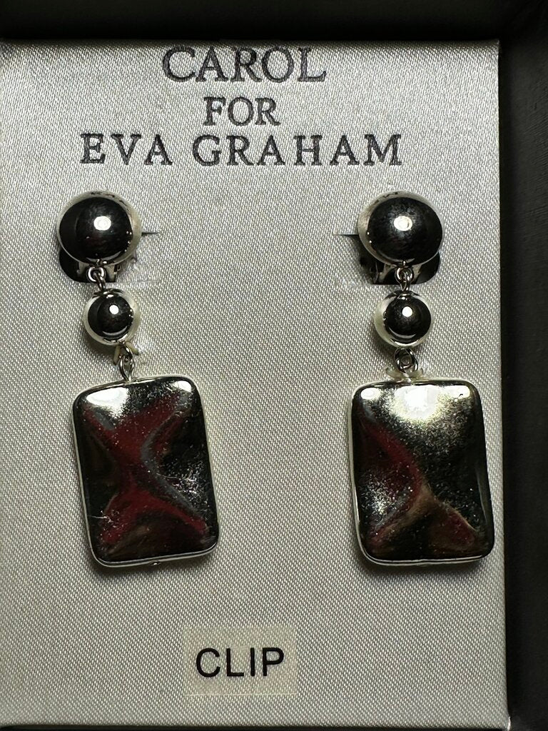 NEW OLD STOCK EVA GRAHAM SILVERISH EARRINGS