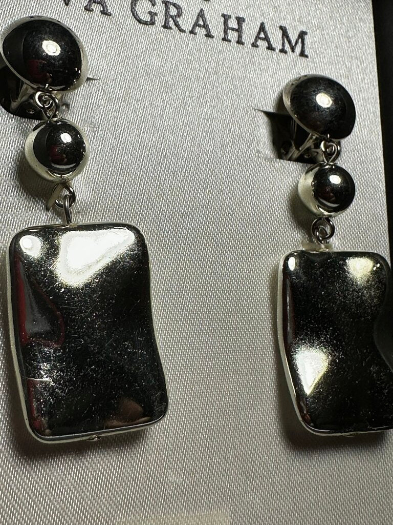 NEW OLD STOCK EVA GRAHAM SILVERISH EARRINGS