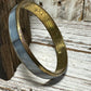 VTG BLUE MOP INLAY BRASS BANGLE BRACELET