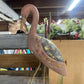 MCM WOOD FLAMINGO/EGRET & BRASS CATTAIL DECOR