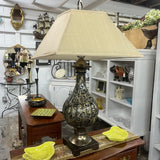 Gold Silver Black Speck Lamp with Shade