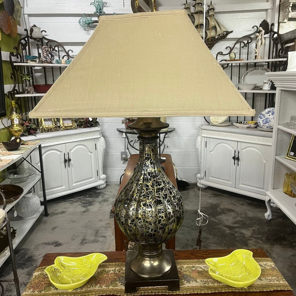 Gold Silver Black Speck Lamp with Shade