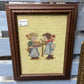 Folk Art Needlepoint Hummel Girls Framed