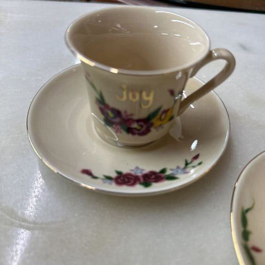 4 pc Small Cup & Saucer Set 2 + 2