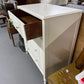 VINTAGE 4 DRAWER CHEST /DRESSER (WHITE W/ CRYSTAL PULLS)