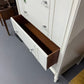 VINTAGE 4 DRAWER CHEST /DRESSER (WHITE W/ CRYSTAL PULLS)