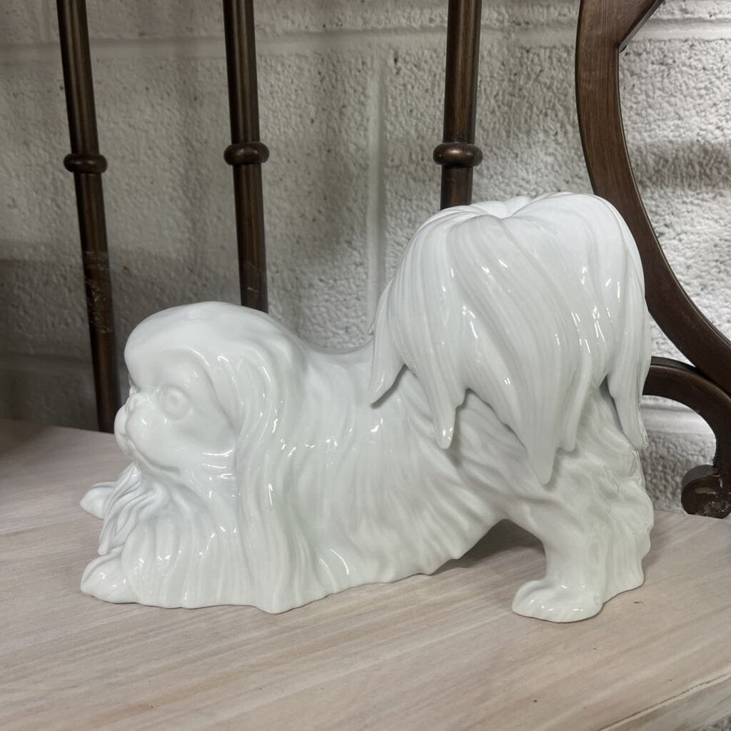 WHITE PORCELAIN DOG STATUE JAPAN