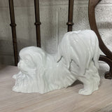WHITE PORCELAIN DOG STATUE JAPAN