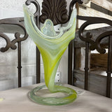 MID CENTURY BLOWN ART GLASS YELLOW TULIP VASE