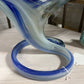 MID CENTURY BLOWN ART GLASS BLUE TULIP VASE