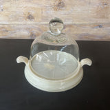 FIRE KING IVORY TRIVET GLASS PASTRY DOME 2 PC