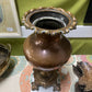 HEAVY OLD COPPER BRASS FOOTED URN AS IS