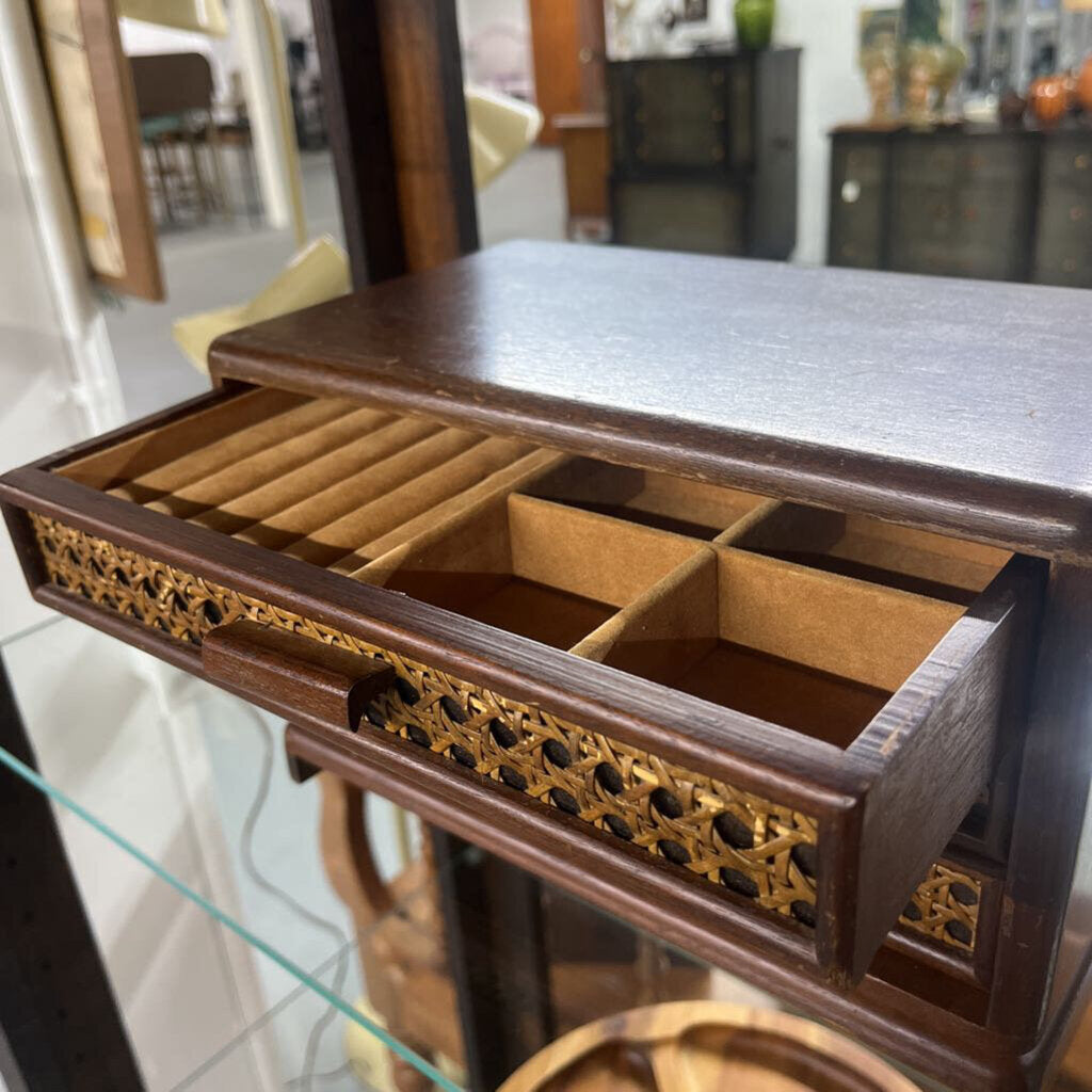 Wood & Rattan 3 Drawer Jewelry Box