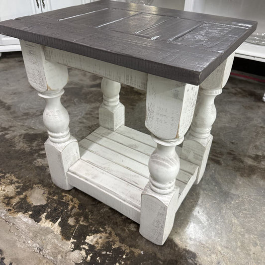 White wood stone Side table