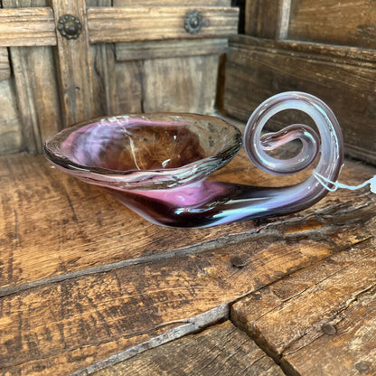 MCM SMALL PURPLE SWIRL ART GLASS SWANISH VASE