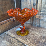 MCM AMBERINA THUMBPRINT RUGGLE PEDESTAL CANDY DISH