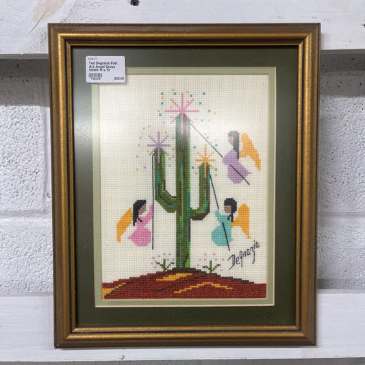 TED DEGRAZIA FOLK ART ANGEL CROSS STITCH 11 X 13