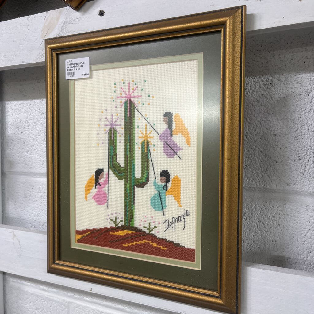 TED DEGRAZIA FOLK ART ANGEL CROSS STITCH 11 X 13