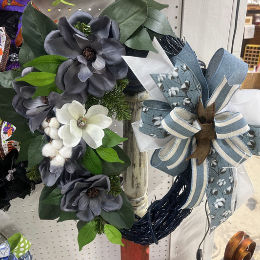 BLUE MAGNOLIA WREATH