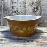 PYREX 473 ! QT BROWN EARLY AMERICAN BOWL
