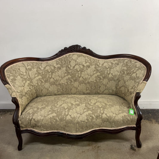Victorian 3pc Settee Chair Ottoman Parlor Set