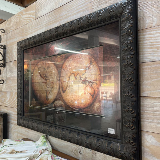 Large World Globe Framed Wall art