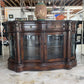 BOWFRONT BUFFET STONE TOP GLASS DOORS