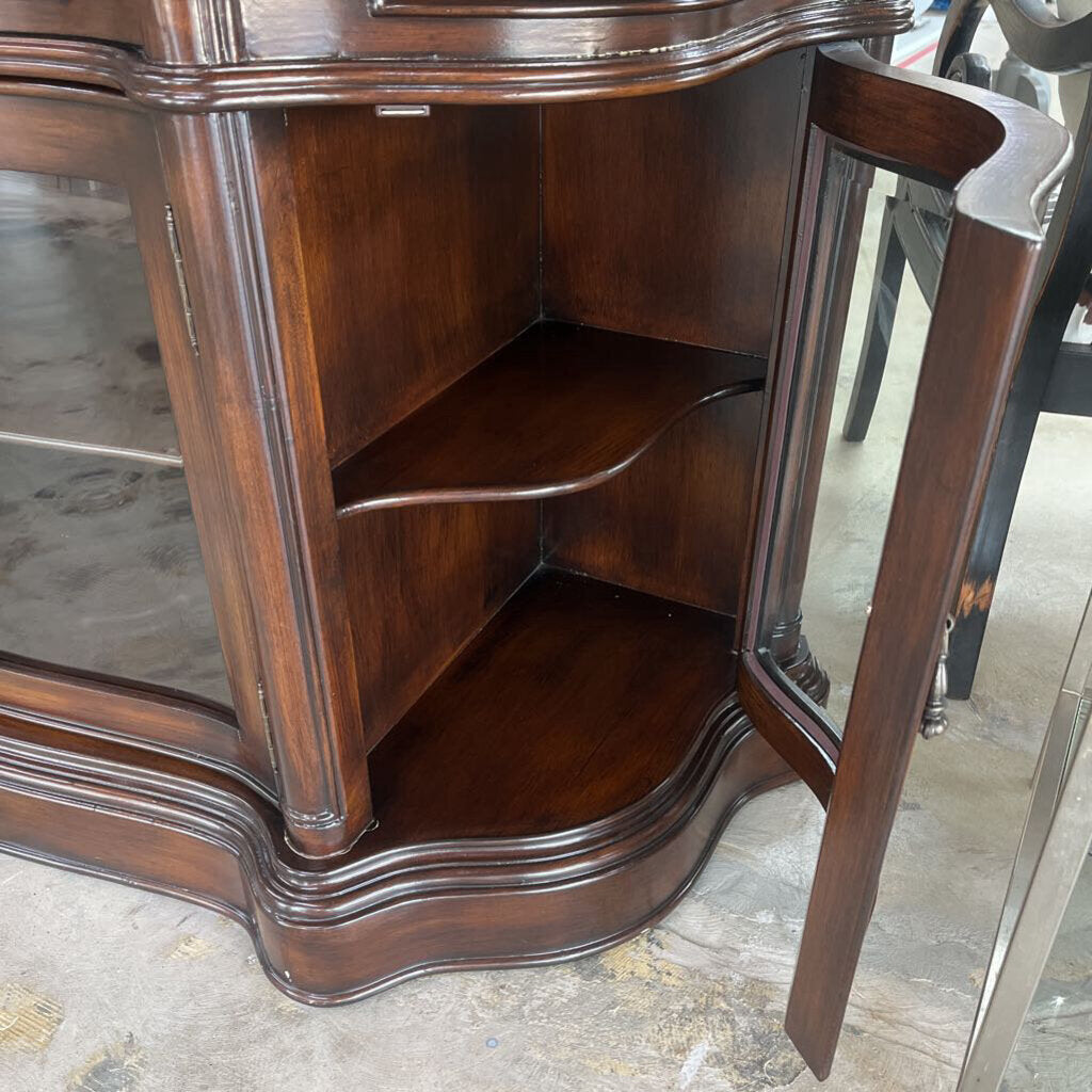 BOWFRONT BUFFET STONE TOP GLASS DOORS