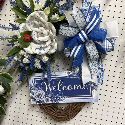 BLUE WELCOME WREATH