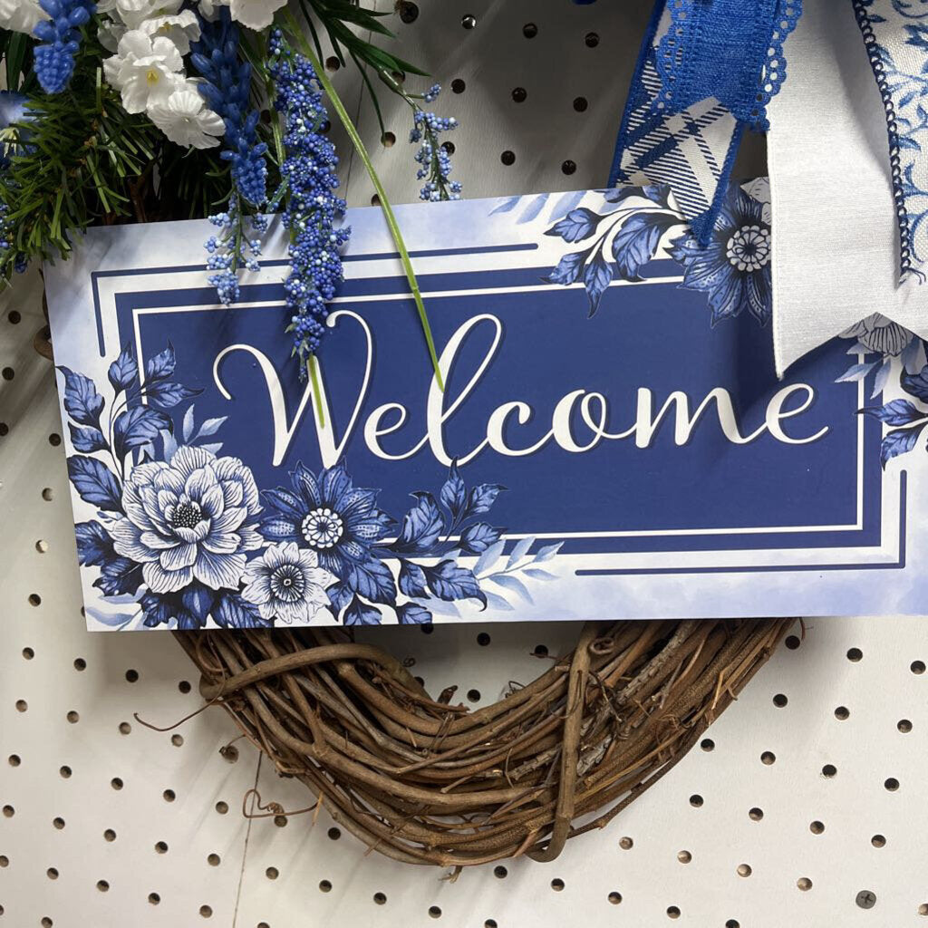 BLUE WELCOME WREATH