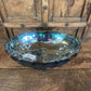 Iridescent Peacock Blue Carnival Glass Oval Bowl