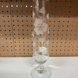 VIN ETCHED GLASS PEDESTAL VASE