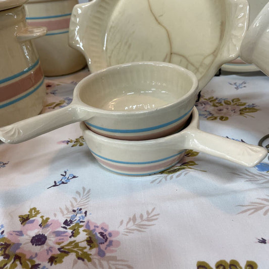 Vintage McCoy Pottery French Onion handled soup bowl -Pair