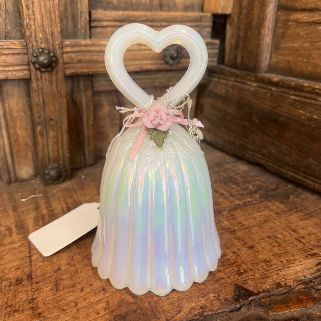 FENTON OPALINE HEART BELL
