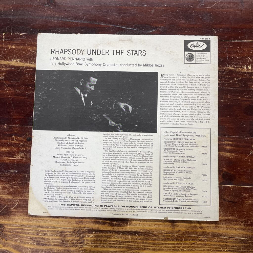 The Hollywood Bowl Symphony Orchestra, Miklos Rozsa, Leonard Pennario - Rhapsody Under The Stars