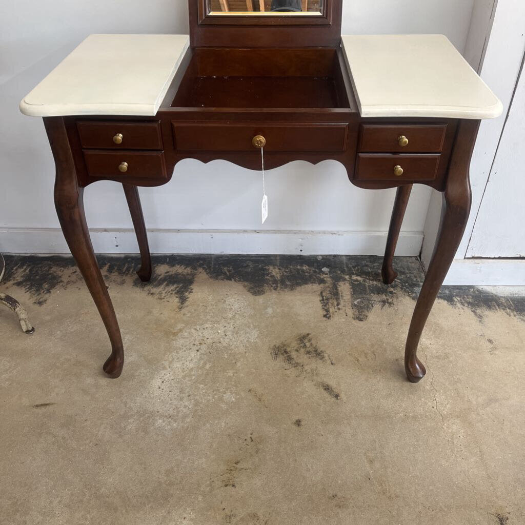 VANITY DESK WITH BEVELED MIRROR