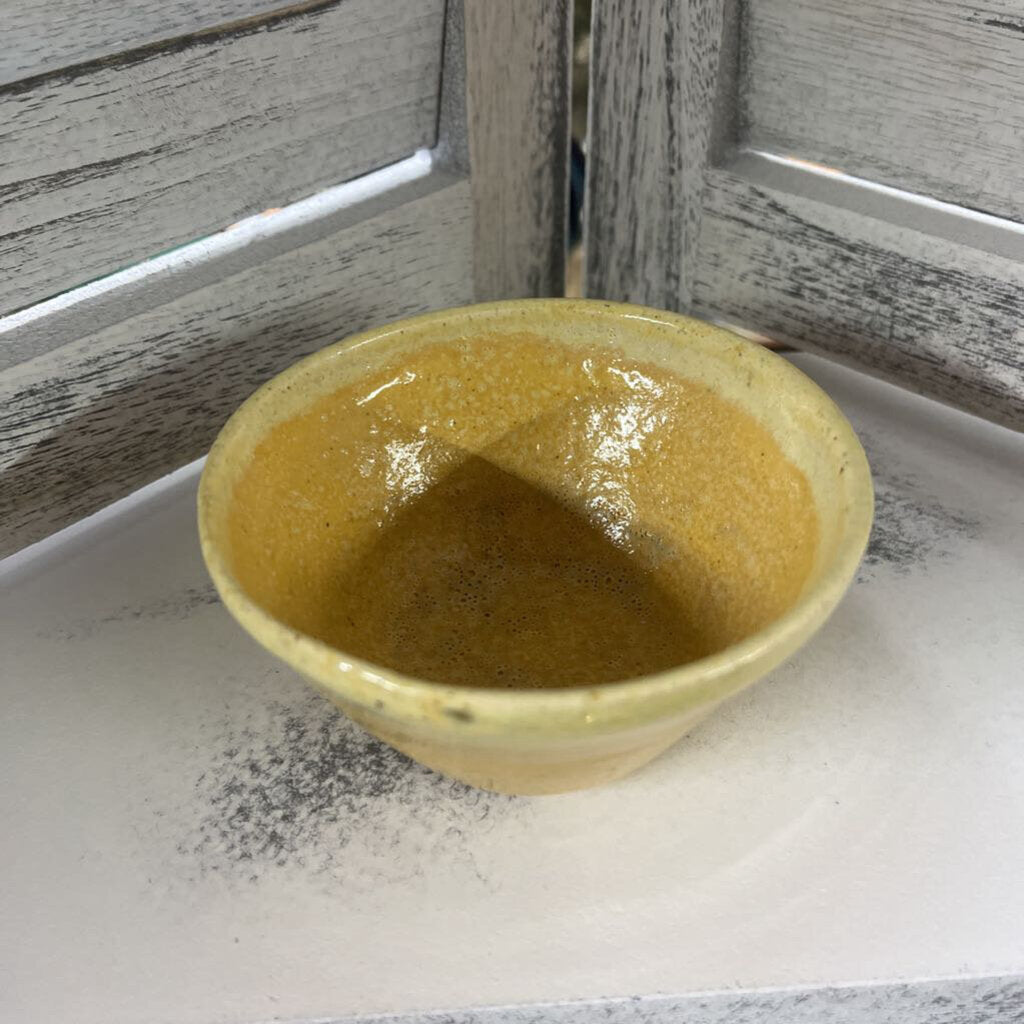 Authentic Studio Pottery Yellow Pinch Bowl