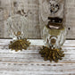 Hollywood Regency Brass and Cut Glass Table Lighter 2 pc set