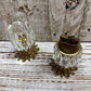 Hollywood Regency Brass and Cut Glass Table Lighter 2 pc set
